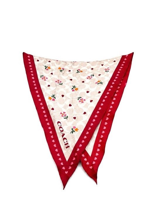 Coach Accessories - COACH Valentine's Day Floral Print Silk Diamond Scarf (Style No. C7697)